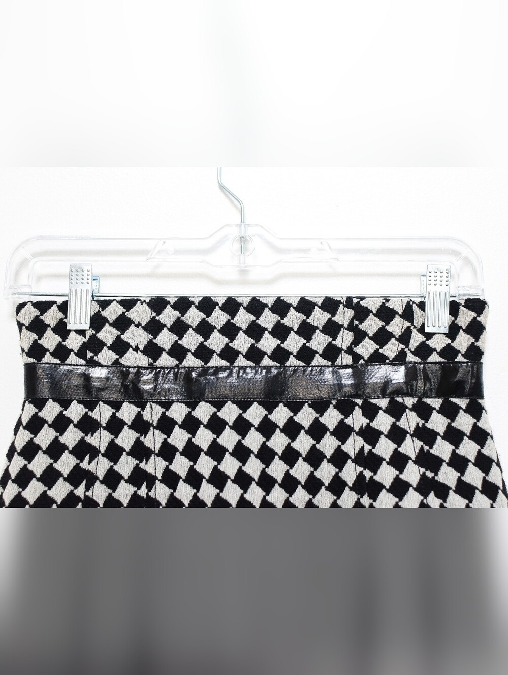 Vintage Tracy Reese Checkered Midi Skirt Black White Trumpet Size 4 Maximalist - Picture 2 of 7